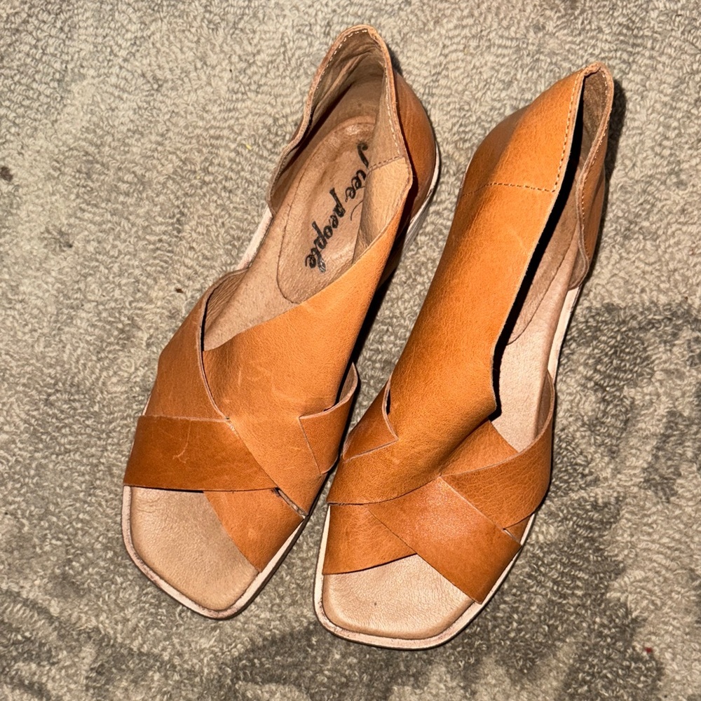 Free People Tan Leather Sandals